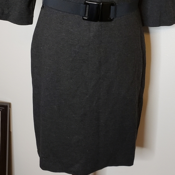 Trina Turk LA Romano Dress Gray Belted Ruched Barbiecore Classic Dark Gray - Picture 5 of 11